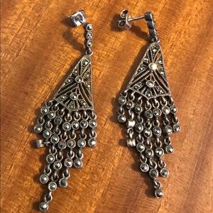 Sterling Silver Marcasite Dangle Earrings
